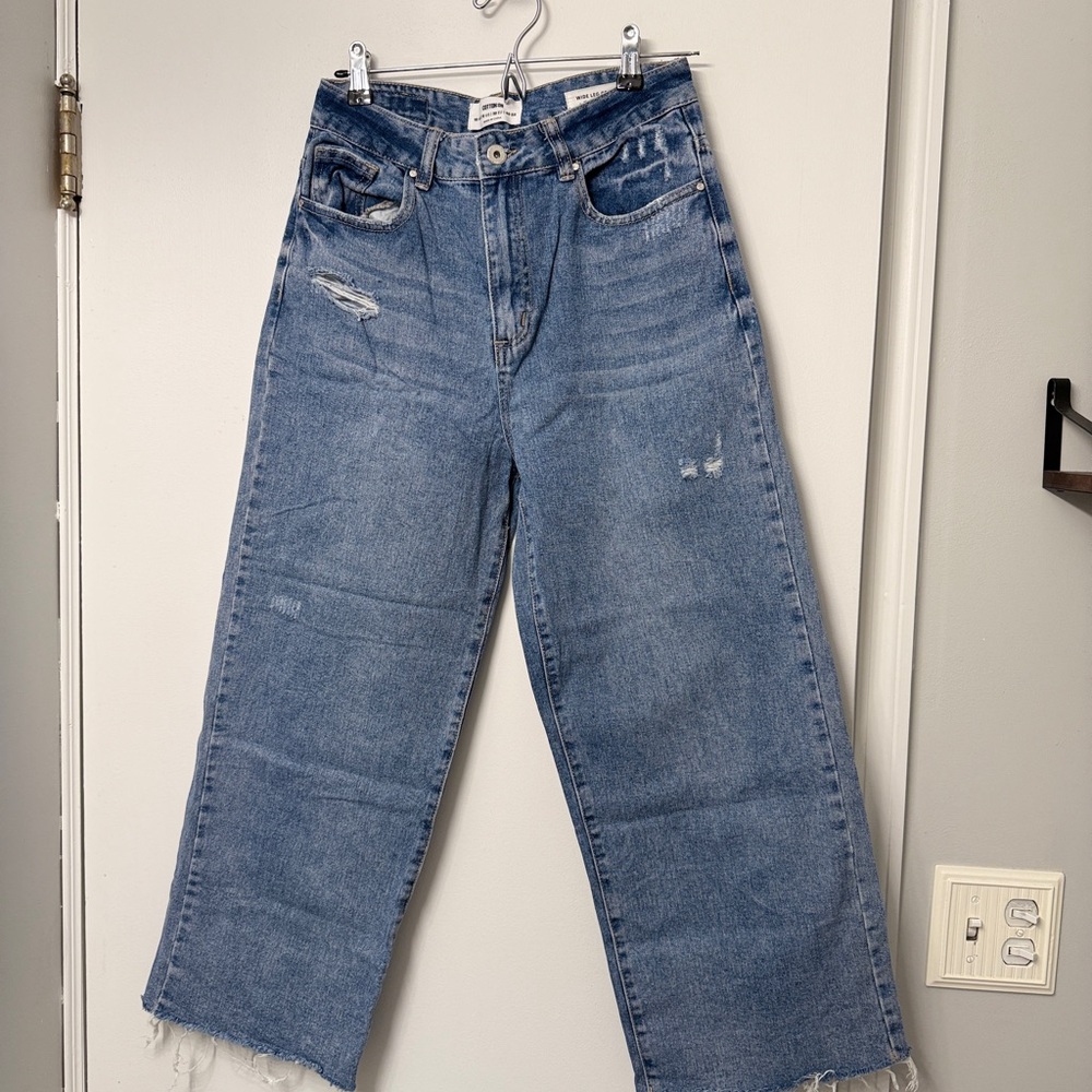 Cotton On Distressed Blue Wide Leg Jeans
